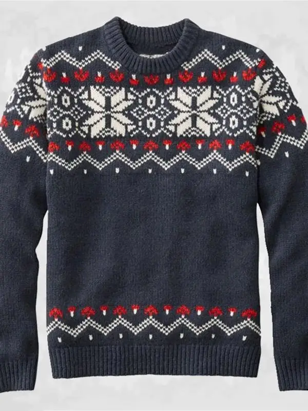 

Autumn Round Neck Jacquard Long Sleeved Base Pullover
