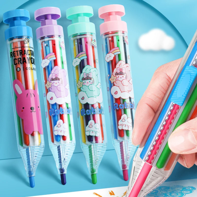 8 In 1 Multicolor Crayons Oil Pastel Painting Drawing Graffiti Art Crayons Washable color Pencil for Kids Graffiti Painting Tool oil pastels colored crayons