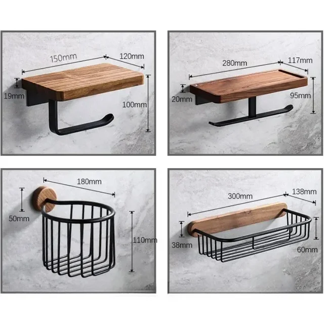 Porte-papier hygiénique en bois, support mural pour salle de bains, support pour téléphone, étagère de rangement pour rouleau de serviettes, accessoires 6