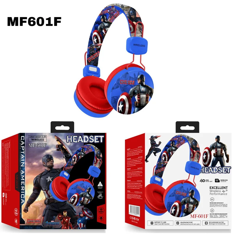 New Disney Spider Man Stitch Wireless Earphones Bluetooth Surround Sound Stereo Foldable Earphones Laptop