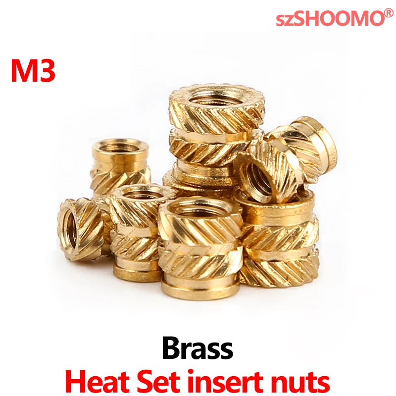 100PCS Heat Set Insert Nut Female Thread Brass Knurled Inserts Nuts Embed Parts Pressed Fit into Holes for 3D Printing M3