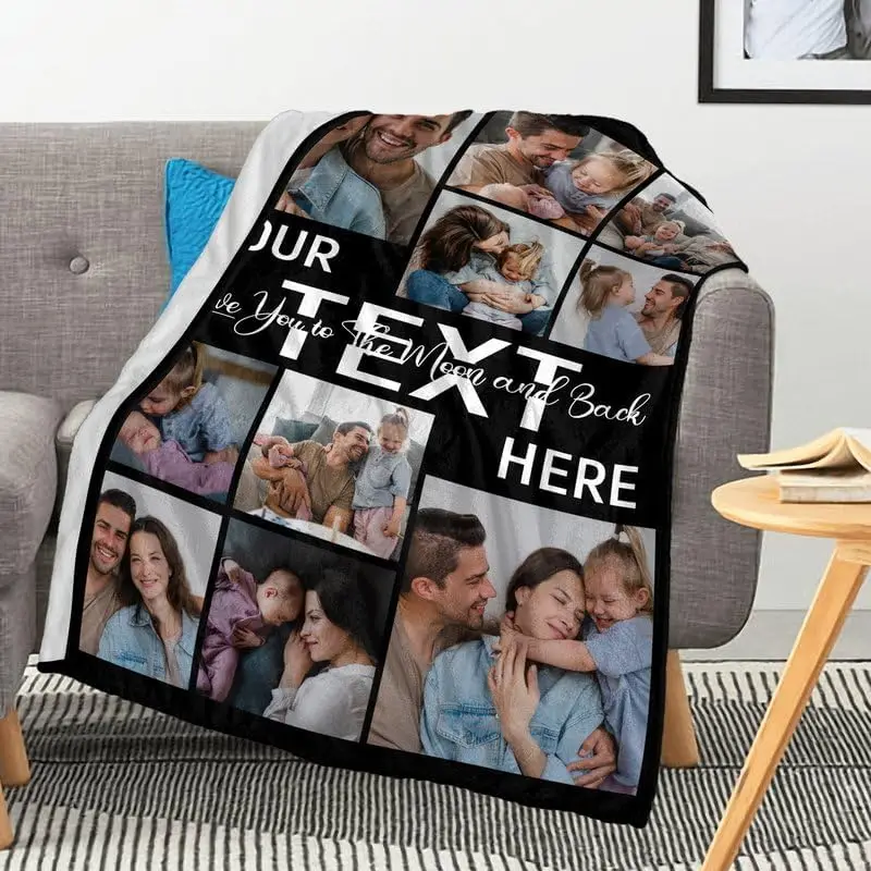 Custom Blanket With Photo Text Personalized Blanket Custom Gift Blanket Soft For Family Friends Father Mother Birthday Wedding 3