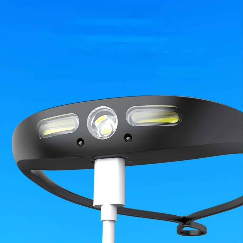 

Wave Sensing COB Silicone Headlamp Waterproof USB Charging Portable Night Running Riding Headlamp Dual Light Outdoor Headlamp