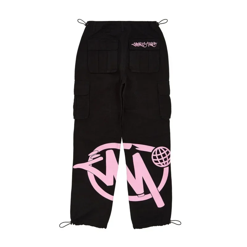 Minus Two Pink LOGO Black Cargo Long Pants Y2k Fashion Men Women Clothing Gym Basketball Minustwo Multi-pocket Style Trousers 2