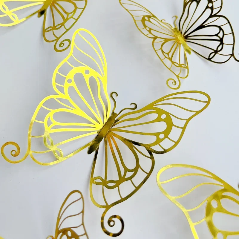 Wall Stickers Window Stickers 3D Texture Lines Hollow Butterfly Wall Pasted Polka Dot Dazzling Refrigerator Window Home Holiday Decoration Stickers Crafts