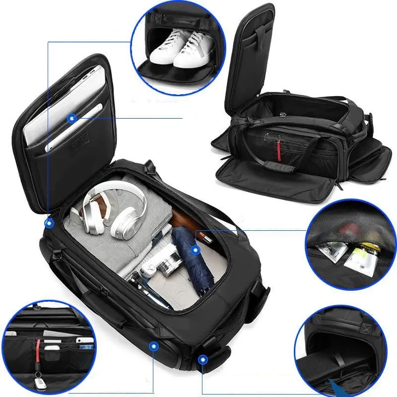 Men Business Travel Bag Laptop Backpack Shoulder Trip Outdoor Shoulder Bags Multi-function Dry Wet Duffel Weekender Rucksack 3