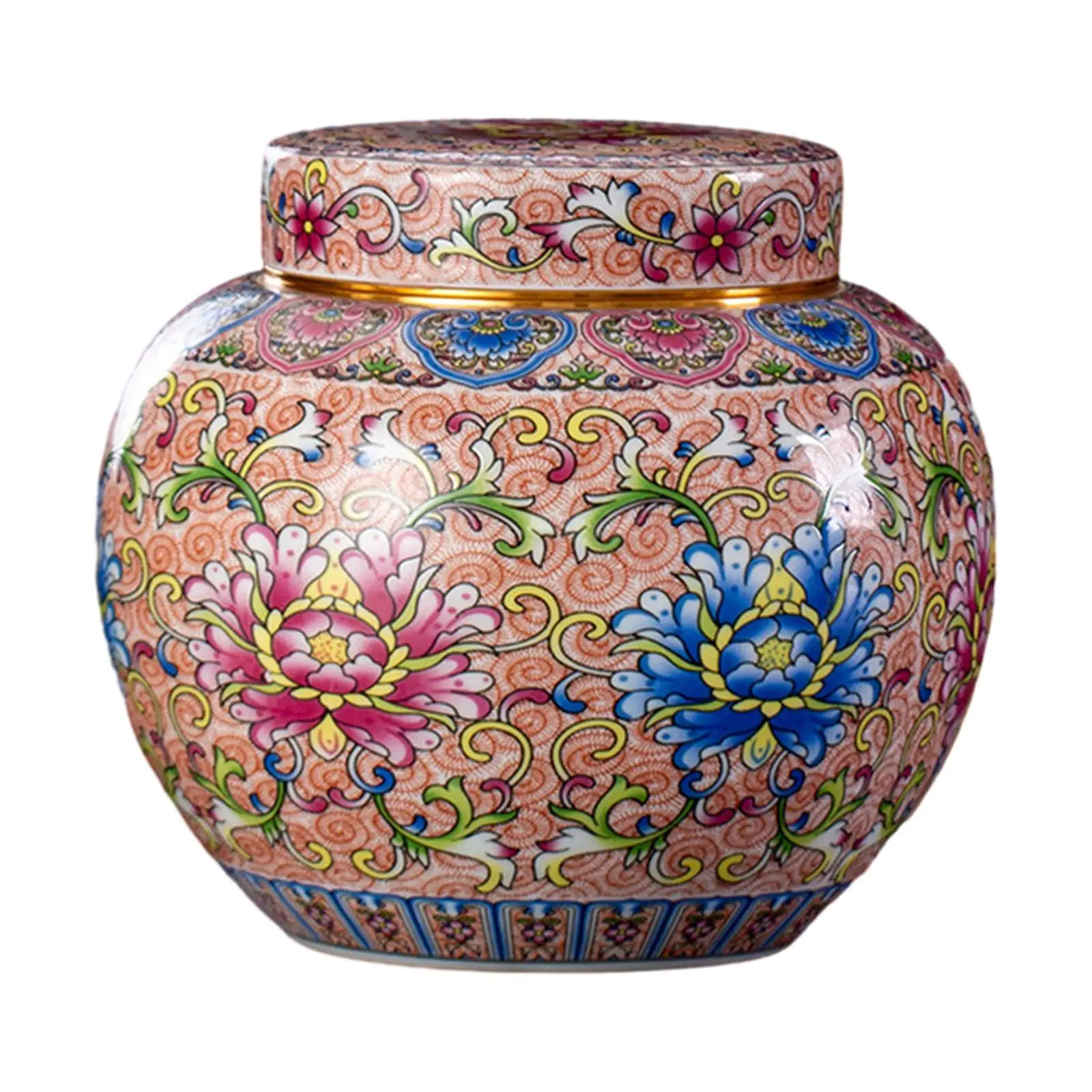 Ginger Jar 1000ml Traditional Style Display Bright Colors Elegant Multifunctional Chinese Temple Jar for Kitchen Gift Home