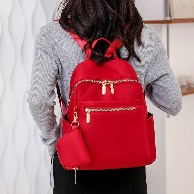 

Newest Fashionable Women Shoulder Nylon Backpack Simple Soft Surface Female Large Capacity School Bag Leisure With Big Pocket