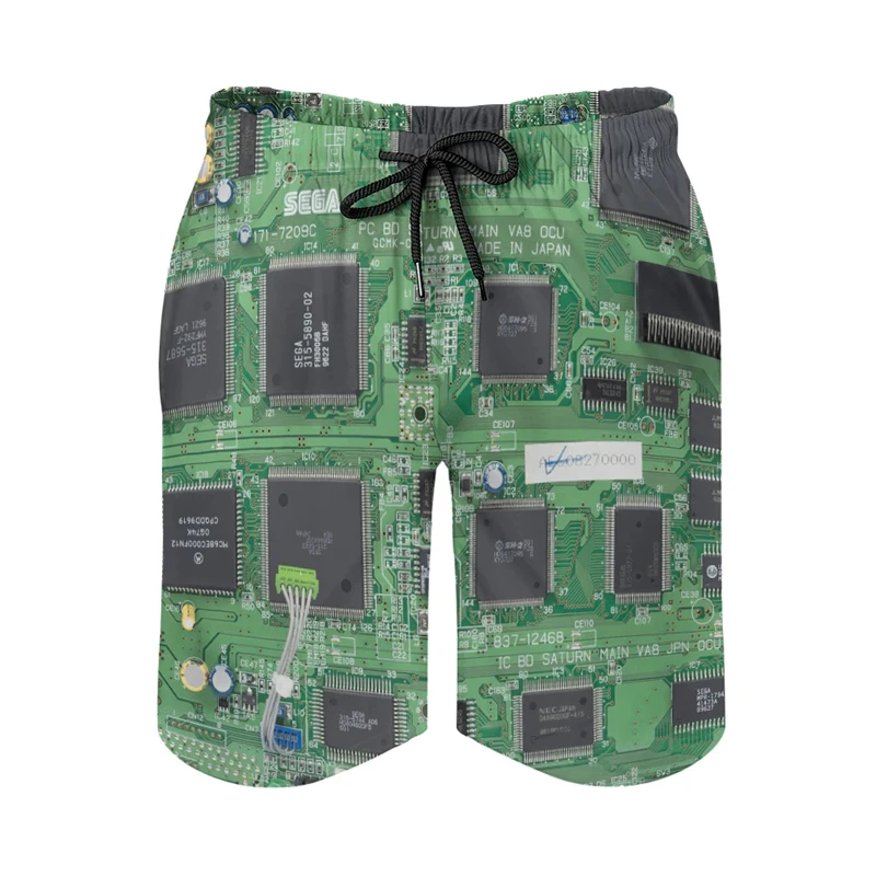 Electronic Motherboard 3D Printed Short Pants Technology Chip Graphic Beach Shorts For Men Clothes Casual Male Trunks Trousers 2
