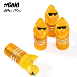 4PCS Black Duck Valve Stem Caps with O - Ring Seal - Universal Dust Protection (Gold)