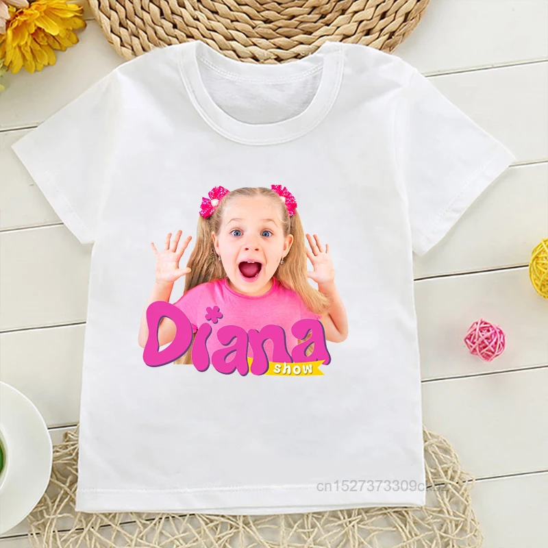 Kinder T-shirts Neu Mädchen T-Shirt Nette Die Kinder Diana Und Roma Zeigen Drucken Sommer Mode Mädchen Kleidung Tops