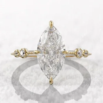 2026 AAA Crystal Marquise Cubic Zirconia Rings for Women Fashion Thin Ring Engagement Wedding Accessories Statement Jewelry 1