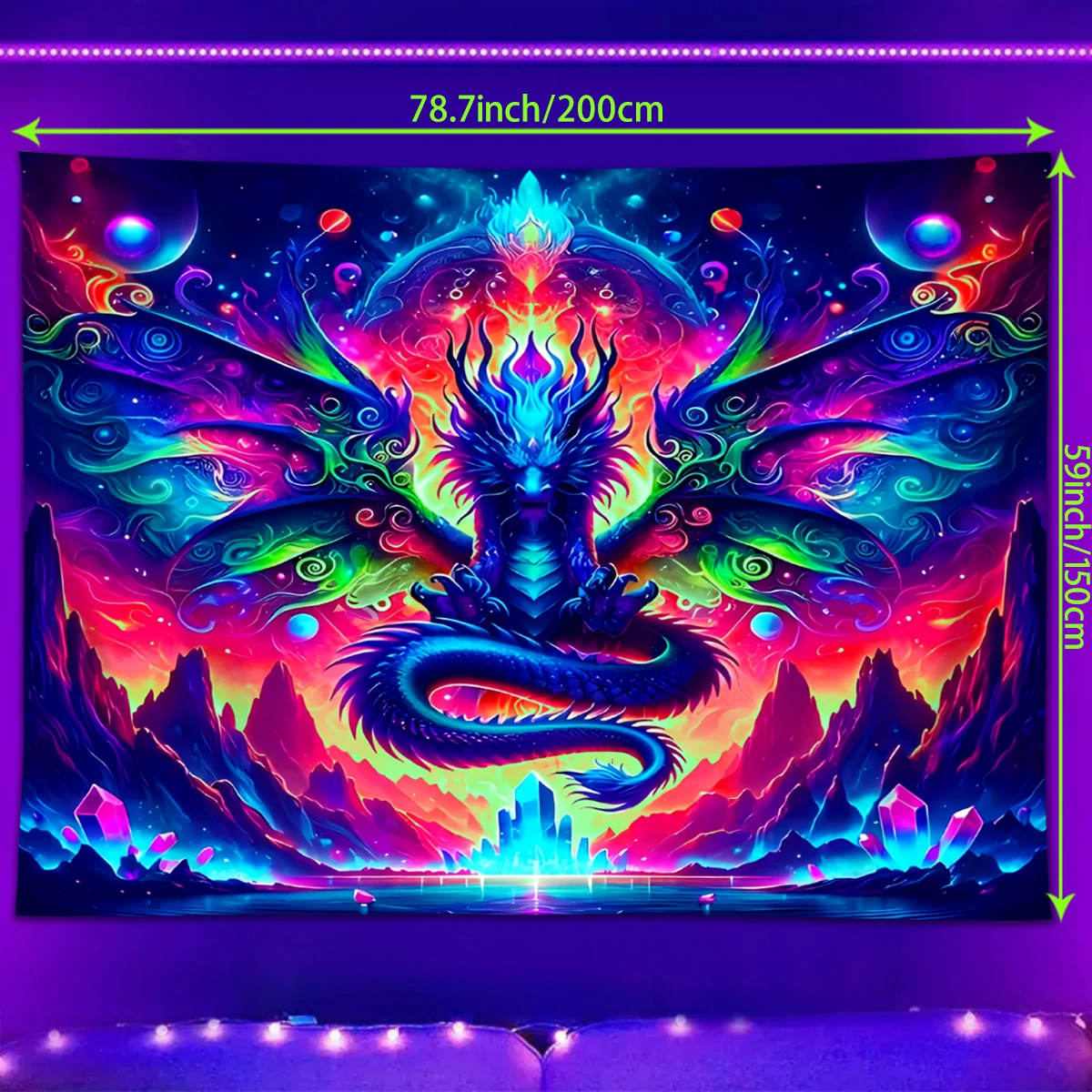 Tapis Mural/tenture UV Réactive Grand Format - Motif Océan Abstrait, 100% Polyester, Art Déco