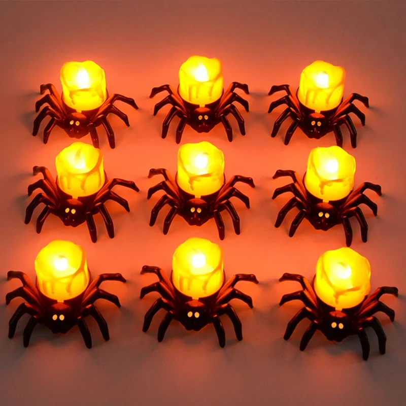 Halloween Decorations LED Candle Light Plastic Spider Pumpkin Lamp for Home Bar Haunted House Halloween Party Decor - Image 6