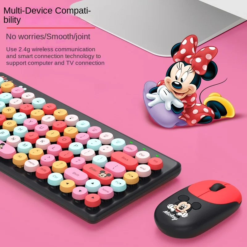 Disney-Wireless Computer Keyboard e Mouse Set, Combo 2.4G, Redução