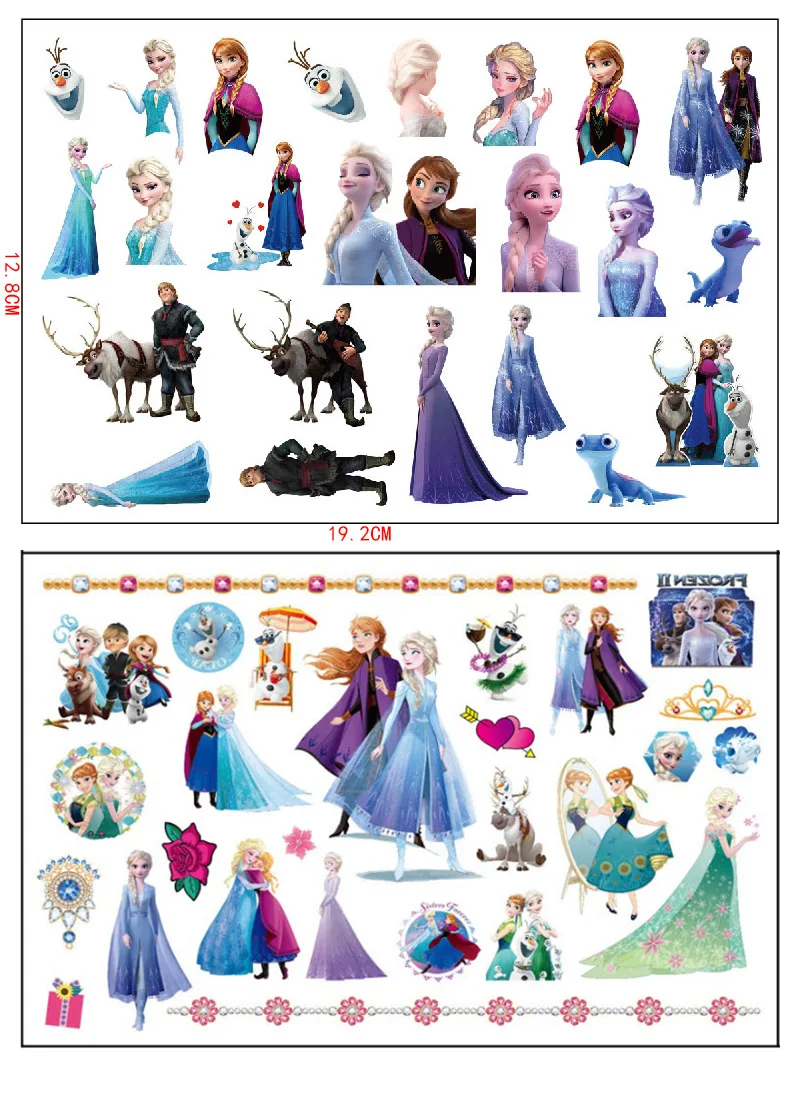3/5pcs Disney Frozen Elsa Princess Girl Stickers Cute Cartoons Tattoo  Stickers Waterproof Frozen Birthday Party Decoration - AliExpress, image size:800x1100