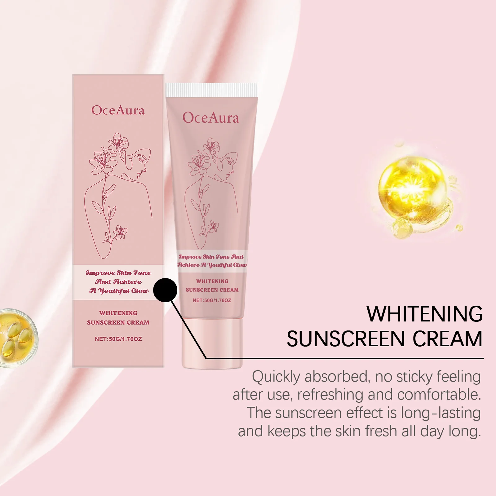 Hyaluronic Acid Sunscreen UV Protection Face Body Moisturize Cream Water Resistant Sunblock Vitamin E Anti Sun Isolation Lotion