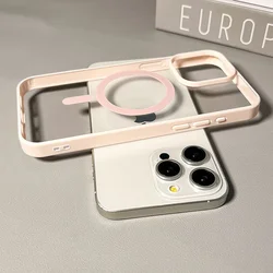 Luxury Candy Wireless Charging Phone Case with Magnetic Bumper Cover - iPhone 15 (Pink)