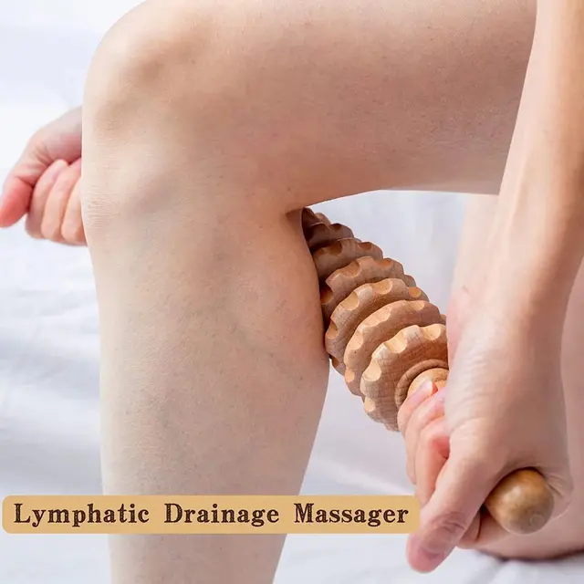 1pc 12 Rollers Handheld Wooden Massager for Trigger Point Therapy, Cellulite Reduction, and Muscle Relaxation 3