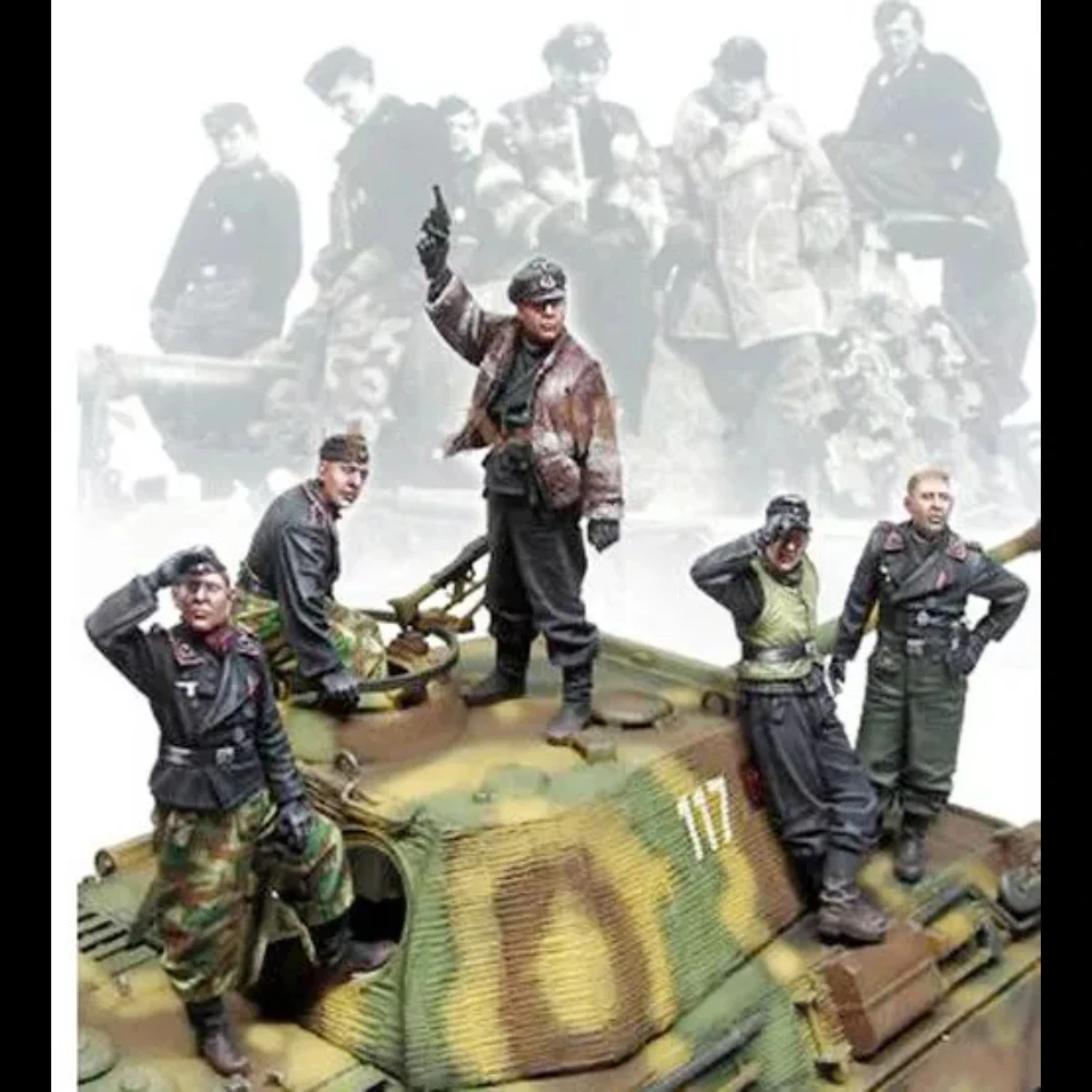 미도색 모델 키트, 독일 탱크 크루 (5 명), 미조립 및 미도색 GK,873R, 1/35 송진 피규어