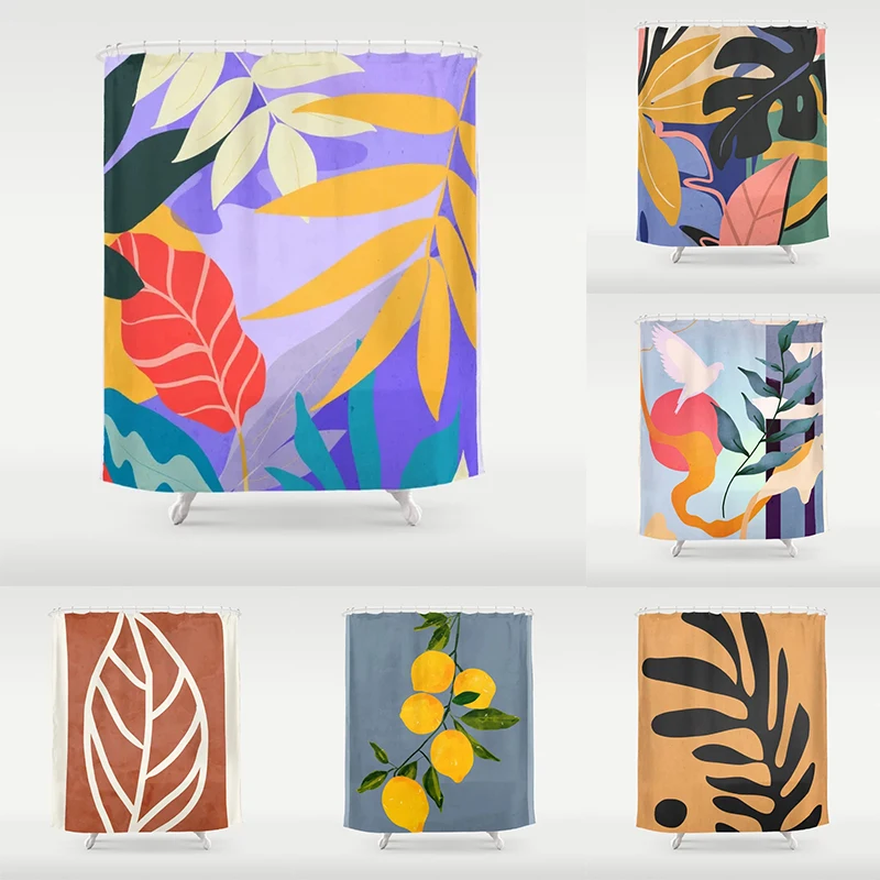 

Красивый абстрактный цветочный горшок с цветочным рисунком растений занавеска для ванной домашнее украшение Водонепроницаемая Ванна индивидуальный душ