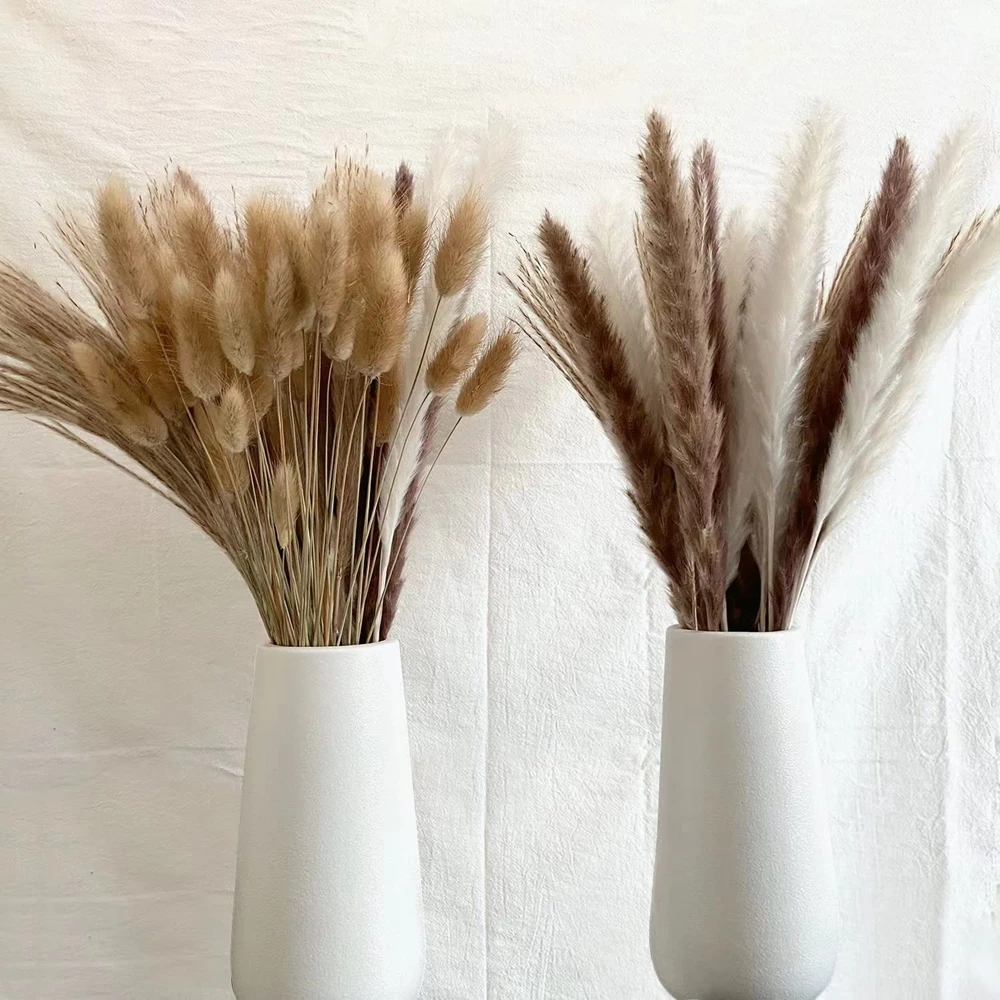 

Boho Home Garden Wedding Decor Fluffy Natural Dried Pampas Grass Set Decoration Tall Pampa Dried Flowers Bouquet