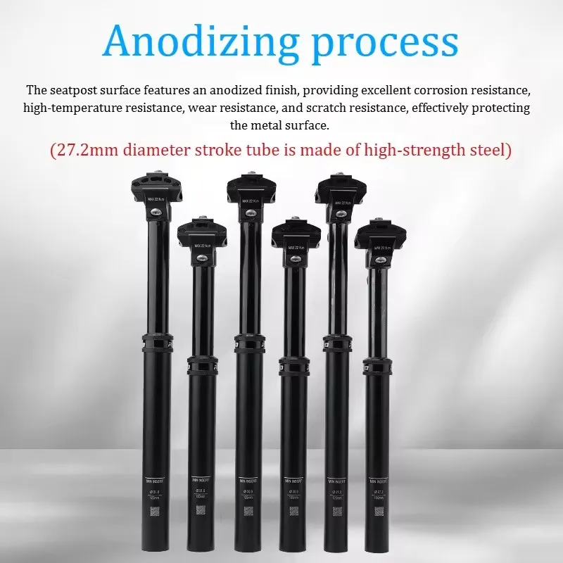 RIRO 7075 Aluminum Dropper Seatpost 27.2/30.9/31.6mm Hand-Controlled Telescopic MTB - Image 5