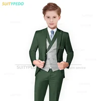Ensemble 3 Pièces pour Grand Garçon, Tenue de Bal Élégante, Blazer, Glaçage, de Luxe, à Fleurs, Formelle, pour ixd'Enfant, Mariage 1