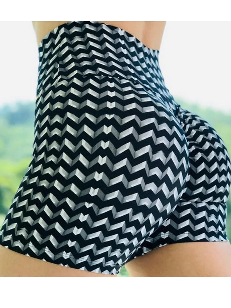 Sexy Shorts Women's Shorts New Geometric 3D Digital Folded Printed Yoga Sports for Summer Push Up Spandex Soft Workout Tights