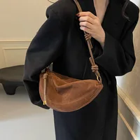 Faux Suede Super Popular Niche Suede Shoulder Bag for Women 2025 Hot Sale Single Crossbody Bags Underarm Dumpling Sweet Bags - Image 2