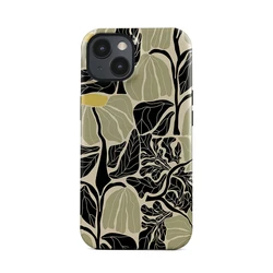Magnetic Shockproof Phone Case with Abstract Lotus Leaf Design - Hard Acrylic Cover - iPhone 12 Mini (Magnetic)