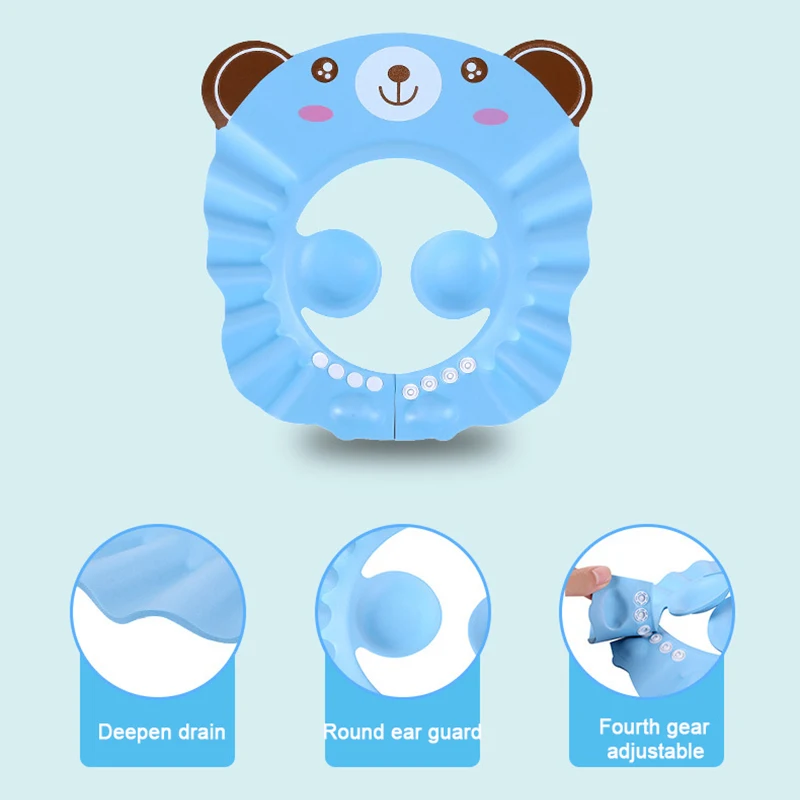 Baby Shower Soft Cap Adjustable Hair Wash Hat for Kids Ear Protection Safe Children Shampoo Bathing Shower Protect Head Cover