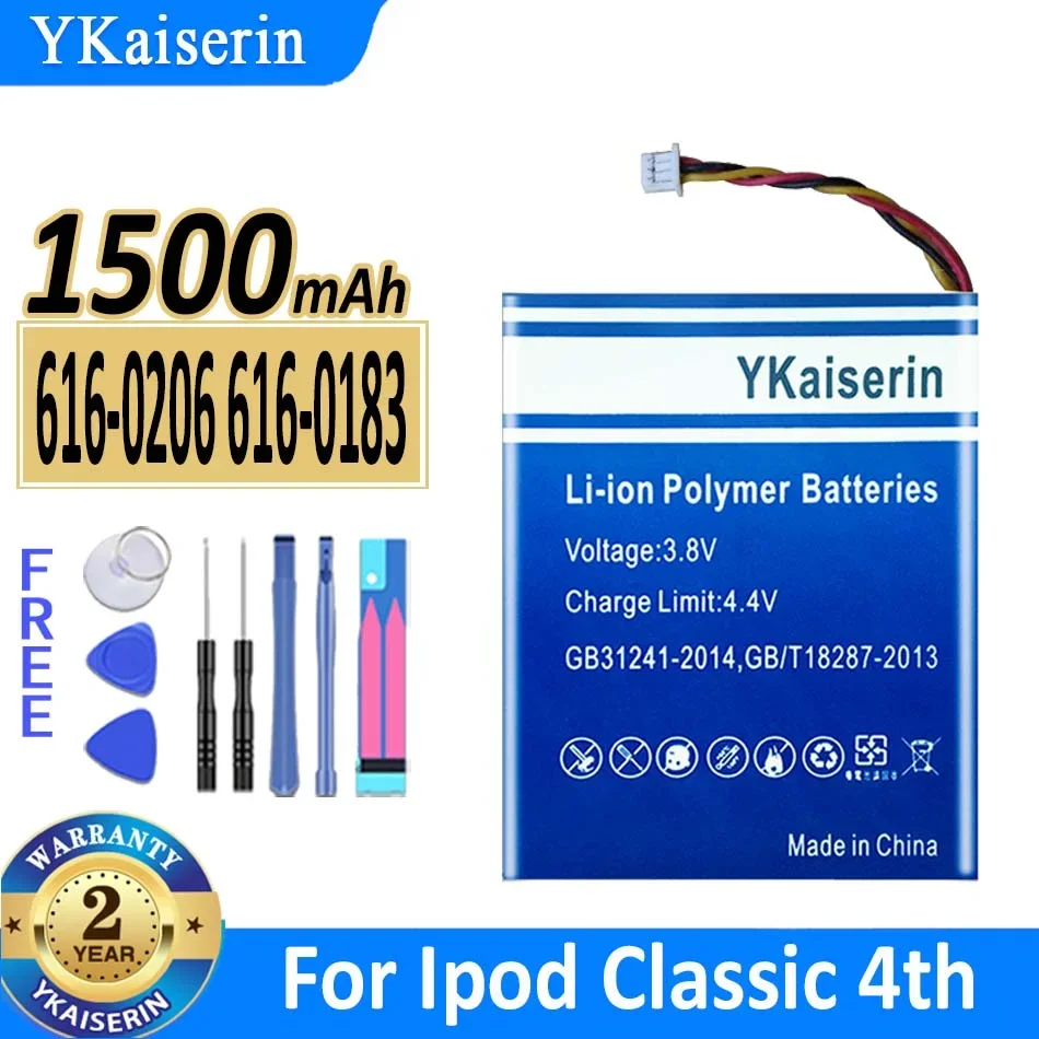 Batteria Ykaiserin 1500Mah 616-0206 616-0183 Per Apple Ipod Classic 4Th Gen/Photo U2 A1059 20 40Gb Bateria