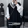 Trendy Autumn Winter Couple Sweater For Men Loose Fit Round Neck Knit Base Layer Top Casual Scene Korean Style