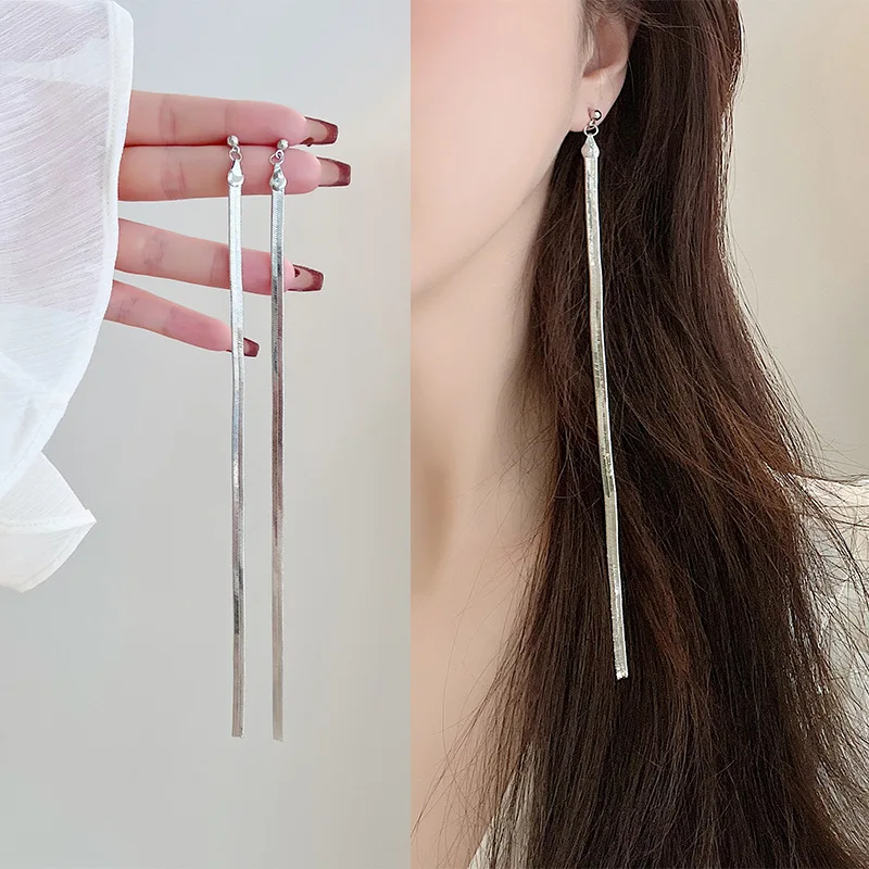 Tassel Chain Earrings No Hole Ear Clips Long Chain Clip Earring Without