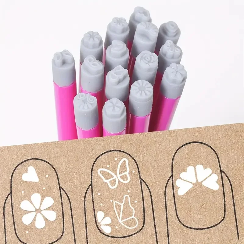 Nail Art Stamp Pen Set Flower Butterfly Pattern