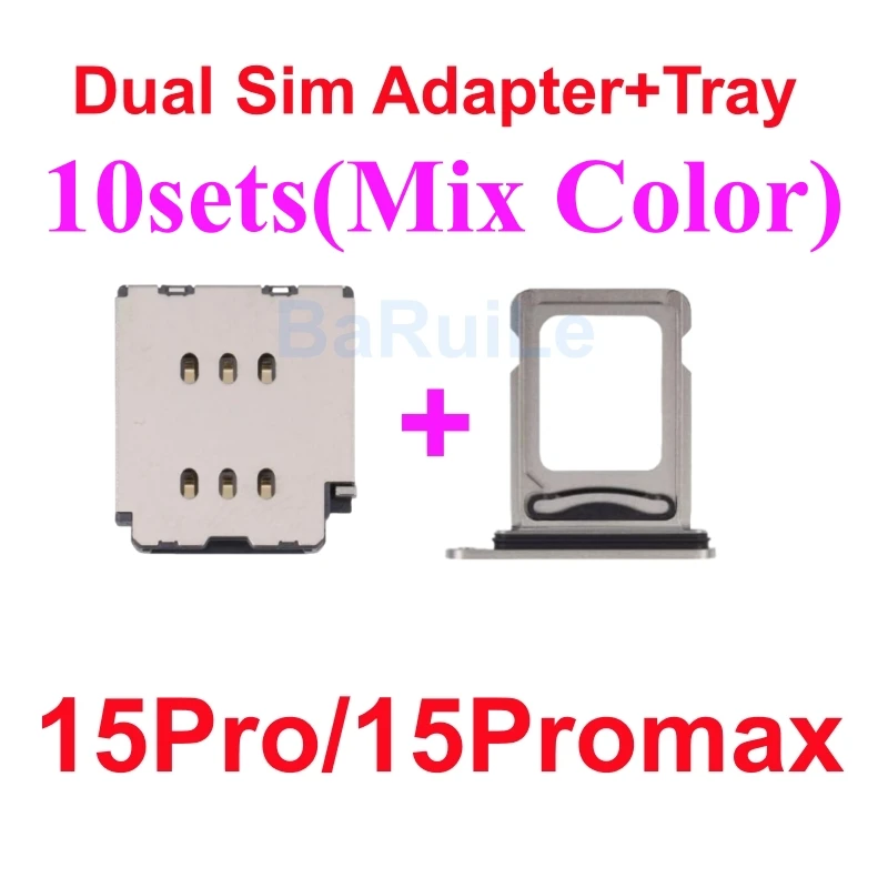 BaRuiLe 10sets For iPhone 11 12 13 Pro Max 14 15 16 Plus XR 듀얼 Sim 카드 리더 커넥터 플렉스 케이블 + 트레이 슬롯 홀더 어댑터