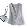 Blue Short Women's Suit Vest 2025 Spring Autumn New Style Slim Fit Outerwear Layering Fashionable Polyester Fiber Jacket
