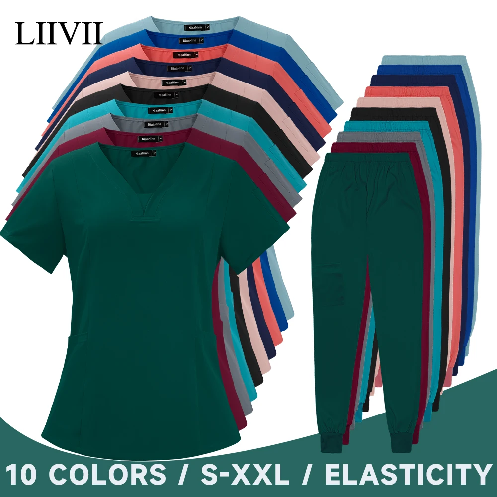 Servizio Medico All'Ingrosso Scrub Set Infermiera Scrub Suit Hospital Doctor Abiti Da Lavoro Uniforme Chirurgica Multicolor Jogging Top Pants