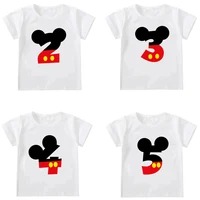 New Kids Boys Girls Mickey Mouse Birthday T-shirts Short Sleeved T Shirt Size 1 2 3 4 5 6 7 8 9 Year Children Party Clothing Tee 1