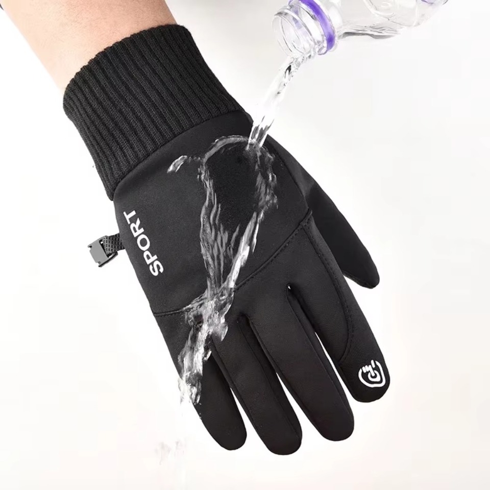 Outdoor Sports Running Men Winter Waterproof Cycling Gloves Motorcycle Ski Touch Screen Fleece Gloves Non-slip Warm Full Fingers