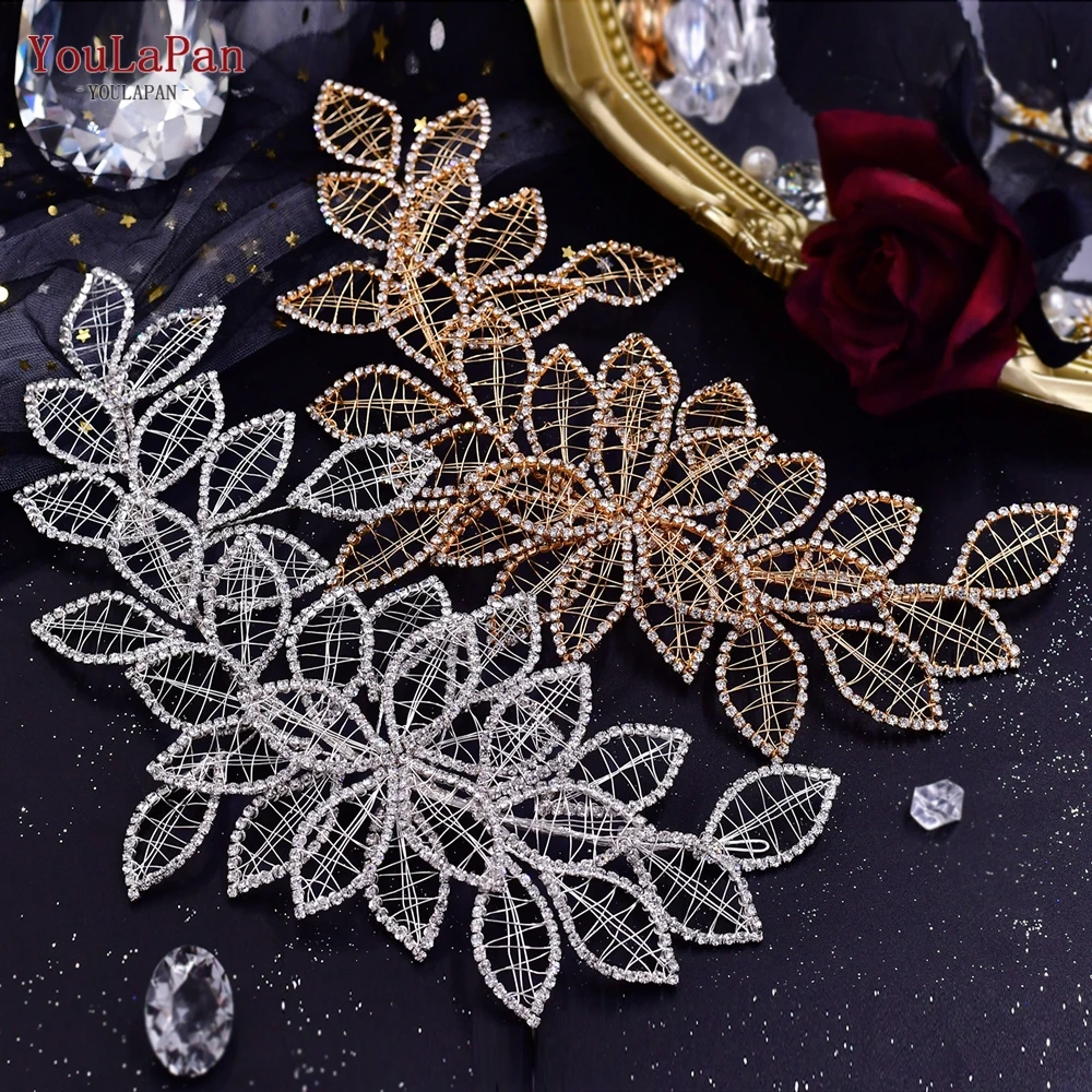 YouLaPan Hollow Leaf Headband for Woman Rhinestone Bridal Headpiece Wedding Hair Accessories Bridesmaid Bride Headdress HP256A