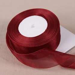 Dark Green Transparent Organza Ribbons for DIY Crafts and Event Decoration (1048 Burgundy)