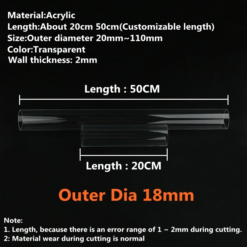 High Transparent Acrylic Tube for Aquarium or Garden Irrigation