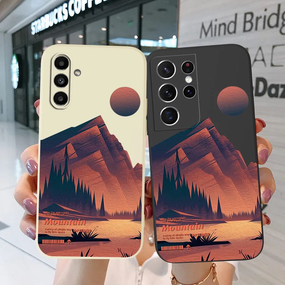 Custodia Per Samsung Galaxy A01 Core A32 A52 A72 4G 5G A52S 5G A41 Cover Per Telefono Soft Mountain Orange