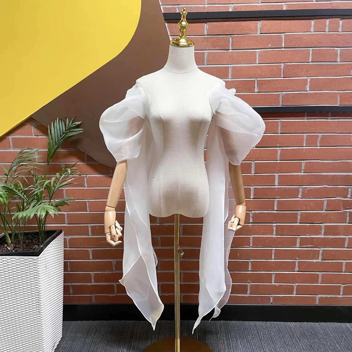 Wedding Sleeve Accessories Organza Wedding Decoration Bride Sleeves with Ribbon Bride Accessory Women Formal Party