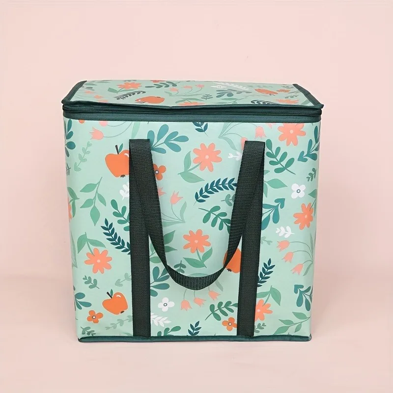 Large Reusable Grocery Bag - Keeps Food Hot/Cold for Hours, Durable Zipper Top, Spacious Interior with Storage Pockets 6