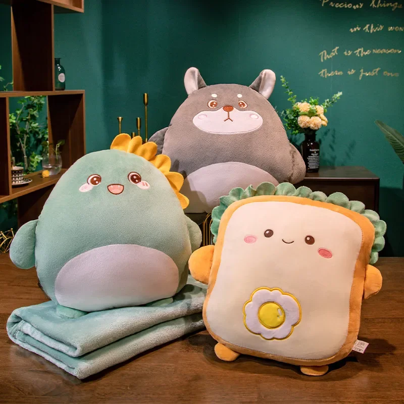 2-in-1 Plush Pillow Flange Plush Blanket,Cartoon Warm Hand Doll Office Nap Leg Cover Artifact Soft Comfortable Storage Design 2
