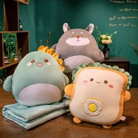2-in-1 Plush Pillow Flange Plush Blanket,Cartoon Warm Hand Doll Office Nap Leg Cover Artifact Soft Comfortable Storage Design 2