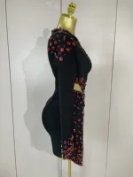 Women Celebrity Sexy Long Sleeve V Neck Rhinestone Black Bandage Dress 2025 Elegant Evening Club Luxury Birthday Party Dresses - Image 4
